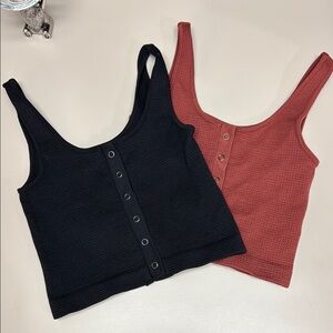 Black and Rust Snap Front Women's Cropped Tops Size XS